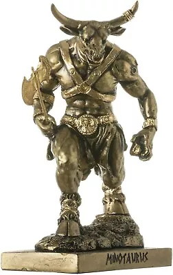 Minotaur Greek Mythology With Labrys Statue Alabaster Miniature Broze Tone 8Inch • $65.90