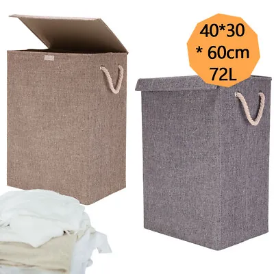 Laundry Basket Dirty Washing Clothes Storage Folding Bin Bag Hamper With Lid • £11.39