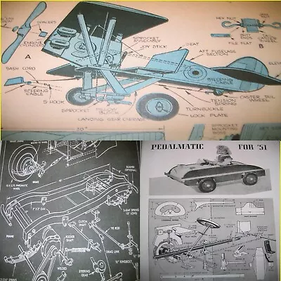 8 Vintage Airplane Pedal Car Sidewalk Tractor Plans 13 • $6.99