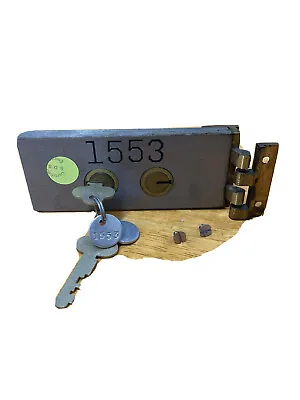 $20 • Buy Vintage Mosler Safe Deposit Box Lock W/ 2 Keys & Hinge Safety Door - SMALL