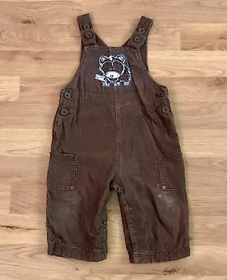 TU Cords Dungarees Baby Boys 6-9 Months Brown Button Strips Pockets Lined Inside • £2