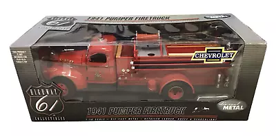 Highway 61 Die-Cast Model 1941 Chevy Pumper Red Firetruck 1:16 Fire Fighter • $124.95