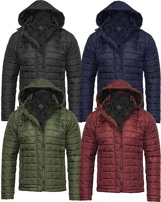 Mens Quilted Padded Hooded Double Zip Warm Puffer Coat Bubble Jacket 8 10 12 14 • $27.37