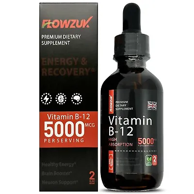 £16.99 • Buy Vitamin B12 Liquid Drops 5000 Mcg Methylcobalamin  60ml Dropper Energy Flowzuk