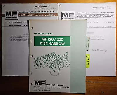 Massey Ferguson MF 120 220 Disc Harrow Parts Manual 651 388 M92 4/77 +4/78 12/78 • $15