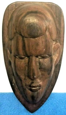 £15.99 • Buy Unusual Vintage Wooden Carved Wall Plaque Asian Man Embossed Face Folk Art