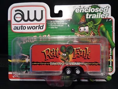 Auto World 1/64 Rat Fink Enclosed Trailer Racing Team Red Car! MOC! • $10