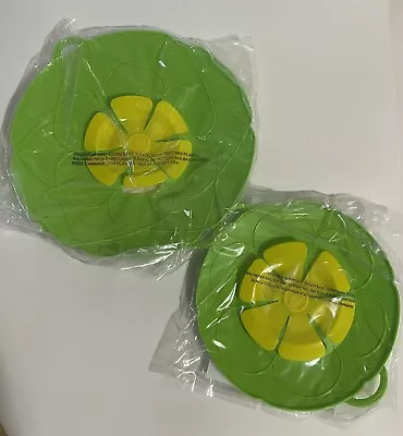 $24.99 • Buy Pot Cover Spill Stopper Silicone Lid 2 Pk Kochblume Kuhn Rikon Safeguard Green