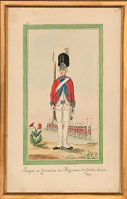 Framed Edwardian Watercolour - Swiss Infantryman • £57