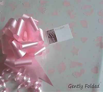 £0.99 • Buy Pink Baby Girl Cellophane Gift Wrap BOW Baby Shower Hamper Basket NAPPY CAKE 