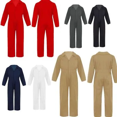 Kids Girl Boy Long Sleeve Coverall Mechanic Boiler Suit Jumpsuit Cotton Overalls • $28.13