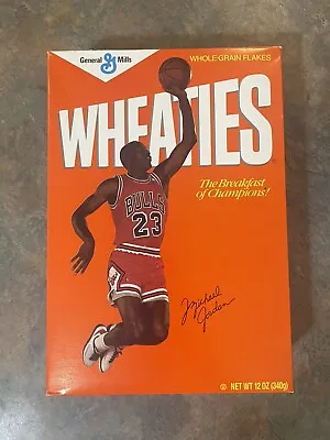 RARE Vintage Empty Wheaties Box MICHAEL JORDAN 12 Oz Cereal Story GREAT SHAPE • $13.99
