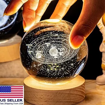 3D Crystal Ball Moon Planet Globe Table Lamp USB LED Night Light Home Decor Gift • $11.97