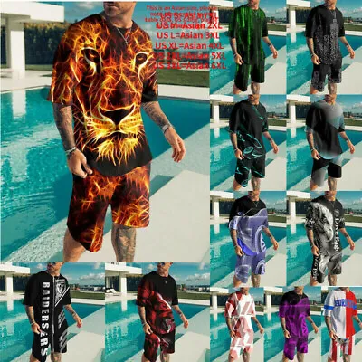 Men's Summer Outfit 2-Piece Set Sweatsuit Short Sleeve T Shirts And Shorts Set • $17.99