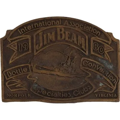 Jim Beam Bottle Convention Norfork Virginia Whiskey 1980s Vintage Belt Buckle • $30