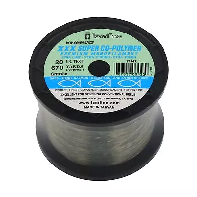 Izorline XXX Co-Polymer Monofilament Mono Fishing Line Bulk Spool Color Smoke • $18.99