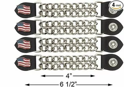 USA American Flag Leather Vest Extender (4 Set) Motorcycle Chain Free Shipping • $23.98