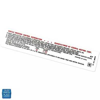 1970 Camaro Nova Chevy II 402-375 HP AT/MT Emission Decal After 1-70 DC0445 EA • $21.99