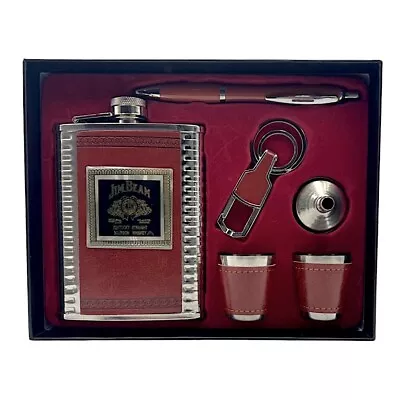 Jack Daniels Hip Flask Shot Glass Opener And Pen Gift Set Stainless Steel 8oz • $29.95