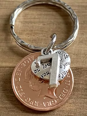 7th Wedding Anniversary Gift Keyring 2017 Coin In Gift Bag • £7.99