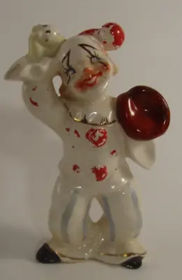 $11.95 • Buy Vintage Clown Figurine Ceramic Porcelain Baseball Softball Gold Trim