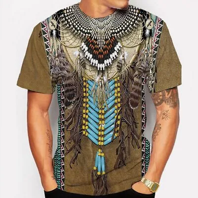 Native American Indian Culture Retro Pattern 3D Print Men Women T-Shirt Tops Tee • $21.98