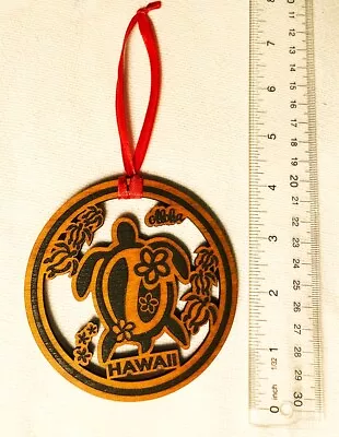 Hawaiian Wooden 4  Ornaments Or Coasters Turtles Plumeria Aloha Hawaii Christmas • $6.99