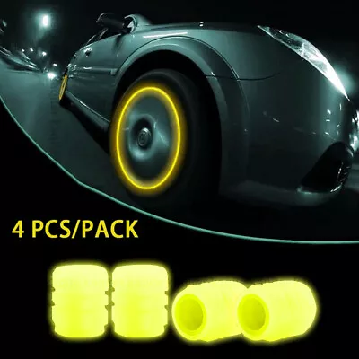 4pcs Yellow Luminous Car Wheel Tire Tyre Air Valve Stem Cap Cover Accessories • $3.06