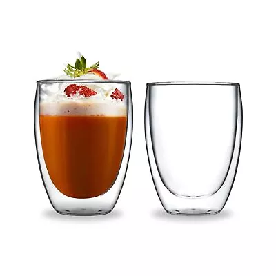 Set Of 2 Pavina Double Walled Glass Coffee Mugs - Clear Coffee Mug Latte Cup ... • $19.42
