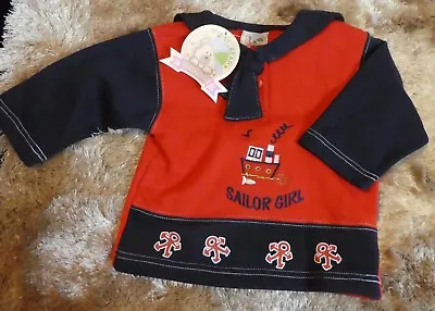 The Mini Bear Sailor Girl Sweat Top With Hat Age 6 Months • £2.95