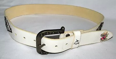 ED Hardy Vintage Y2K White Love Kills Studded Skull Belt Size Small • $39.92