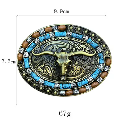 Western Unisex Alloy Vintage Fashion Leather Belt Buckle Cowboy Pattern Metal • $9.48