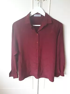 Vintage Jaeger Blouse Burgundy Maroon Size 12 • £7.23