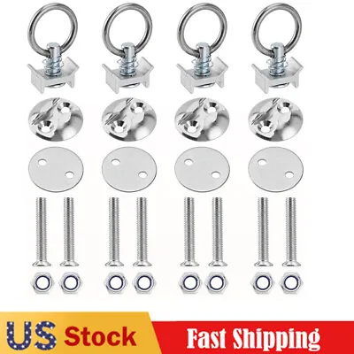 4x Heavy L Track Tie Down System Round Anchor Point Kit For Trucks Trailer Cargo • $18.99