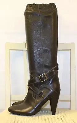 FORNARINA Brown Leather Knee High Heels Equestrian Riding Boots US 7.5M EU 38 • $139.99