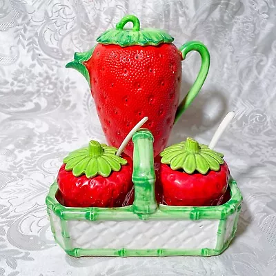 Vintage Strawberry Teapot & Sugar Bowl • $80