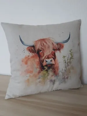 Highland Cow Printed Cushion Cover Handmade 17 X 17 NEW • £8