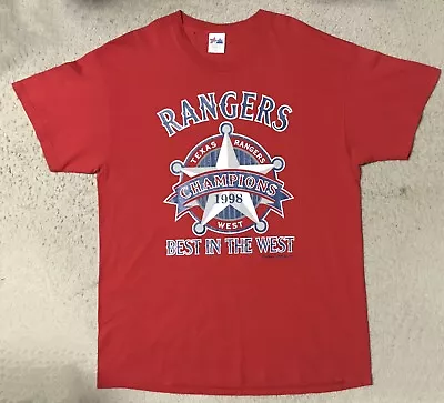 Vintage Majestic 1998 Texas Rangers MLB Baseball West Champions Shirt XL • $19.95