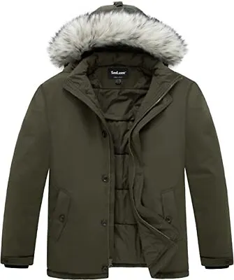 $82.45 • Buy Soularge Men's Big And Tall Winter Jacket Warm Padded Parka Faux Fur Hooded Coat