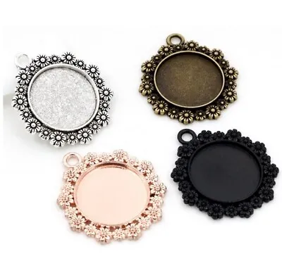 £3.95 • Buy Round Cabochon Cameo Settings Charm Craft 35x32mm Tray For 20mm Jewellery Making