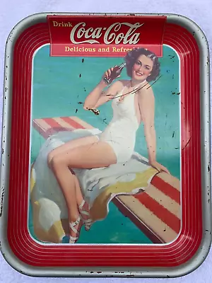 Rare Vintage 1939 Coca-Cola Swimsuit Girl Tray Metal Pool Diving Board Coke • $99.87