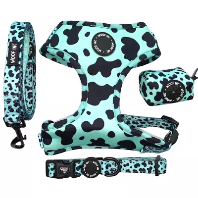 £9 • Buy Mint Cow Print Dog Harness Bundle - Harness, Collar, Lead & Poop Bag Holder