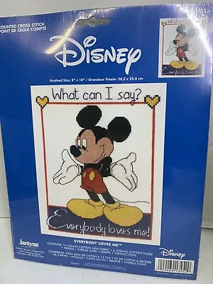 Janlynn Disney Mickey Mouse EVERYBODY LOVES ME Counted Cross Stitch Kit 1134-52 • $14.95