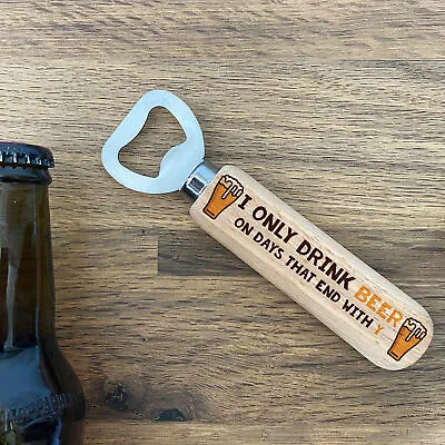 Funny Gift For Men Alcohol Gift Wood Bottle Opener 40th 50th 60th Birthday Gift • £4.99