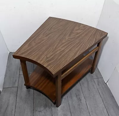 Vintage Lane Mid Century Modern Wedge Formica & Wood 2-Tier End Table • $270