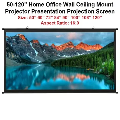 $53.61 • Buy 50 -120  Home Office Wall Ceiling Mount Projector Presentation Projection Screen