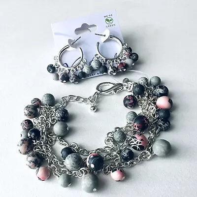 Viva Beads Handmade Silver Chain Bracelet With Earrings Set NWT • $24.90