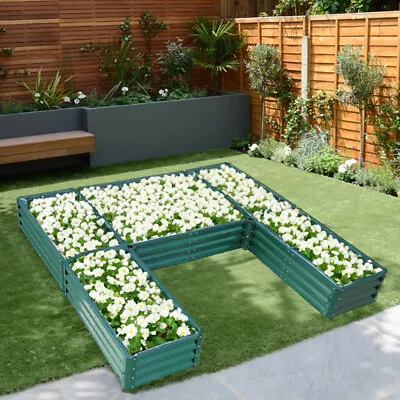 Large Raised Bed Outdoor Garden Planter Vegetables Flowers Metal Trough Grow Box • £42.95