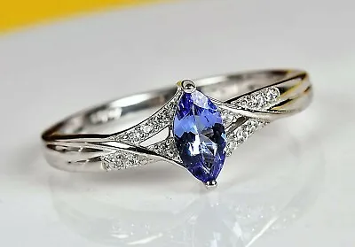 AAA Tanzanite Marquise 8x4 Mm Cocktail Gypsy Ring  Size 7 • $79.49