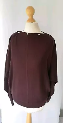 AllSaints Ladies Boat Neck Jumper Pullover Long Sleeve Size S 8 10 Burgundy Red • £24.99